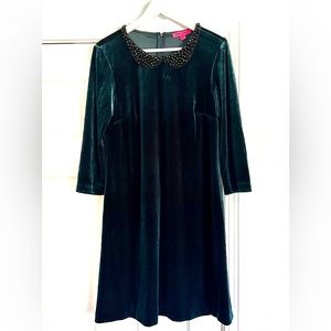 Betsy Johnson Green Velvet Long Sleeve Knee Length Dress